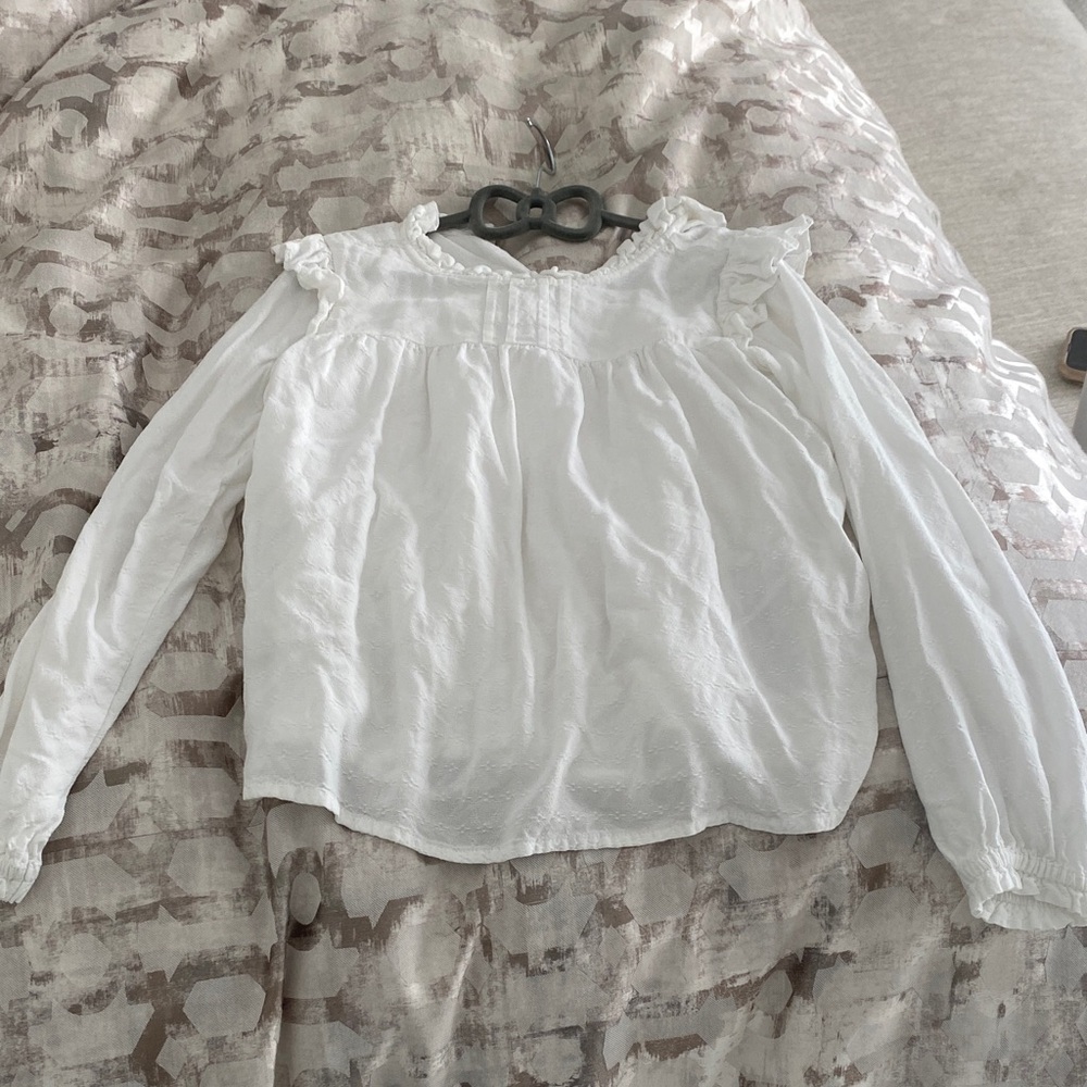 Charming White Ruffled Kids Blouse